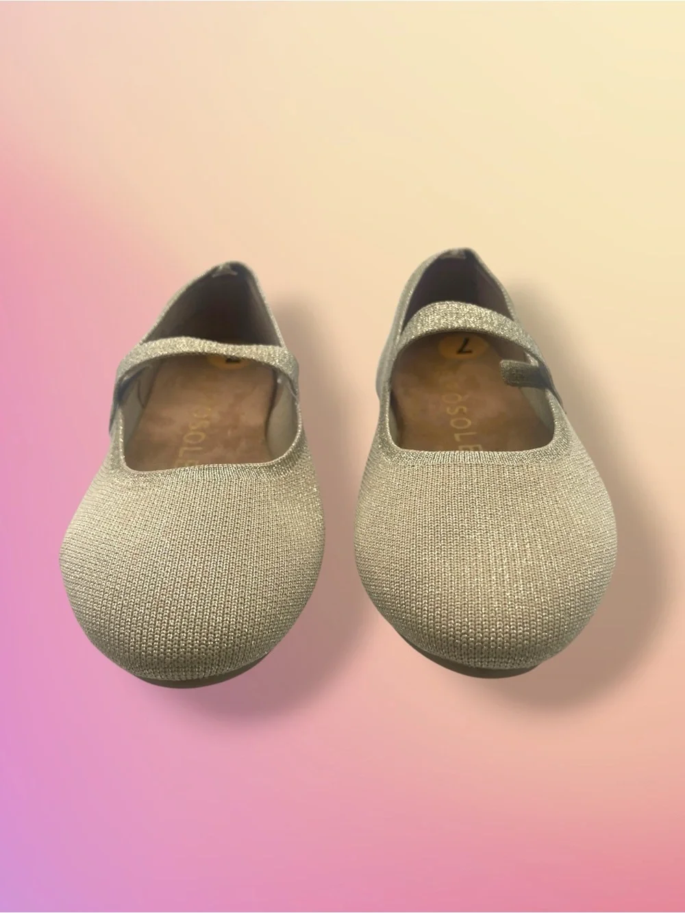 NWT AEROSOLES Shimmer Knit Mary Jane Flats in Light Gold Size 7 - Picture 8 of 13